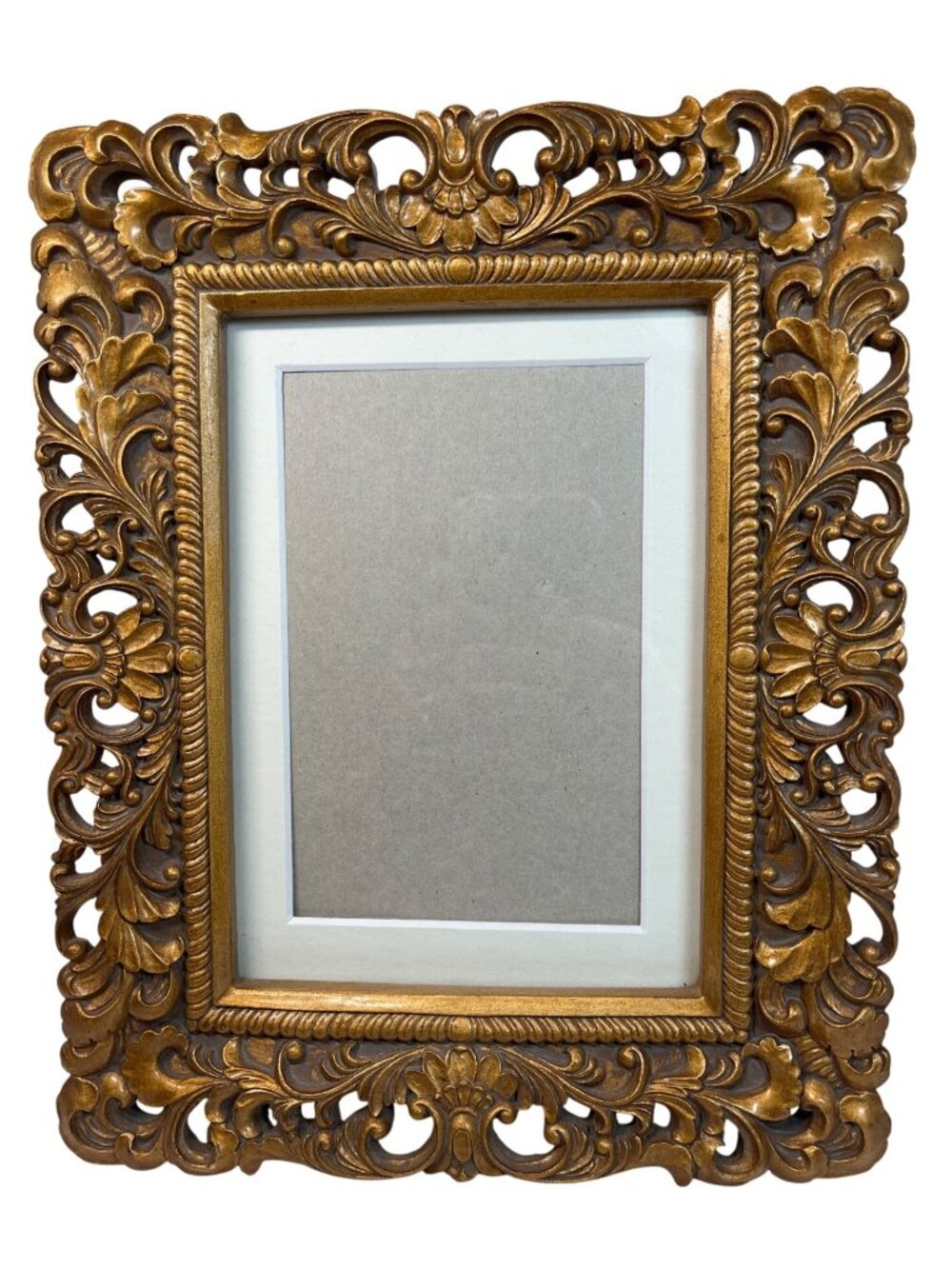 Vintage Ornate Gold Baroque-Style Photo Frame For 4x6 Pictures Intricately Carve
